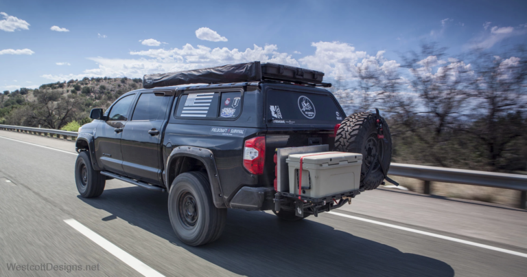 Universal Hitch Mount Tire Rack with Cooler Mount & Work Table ...