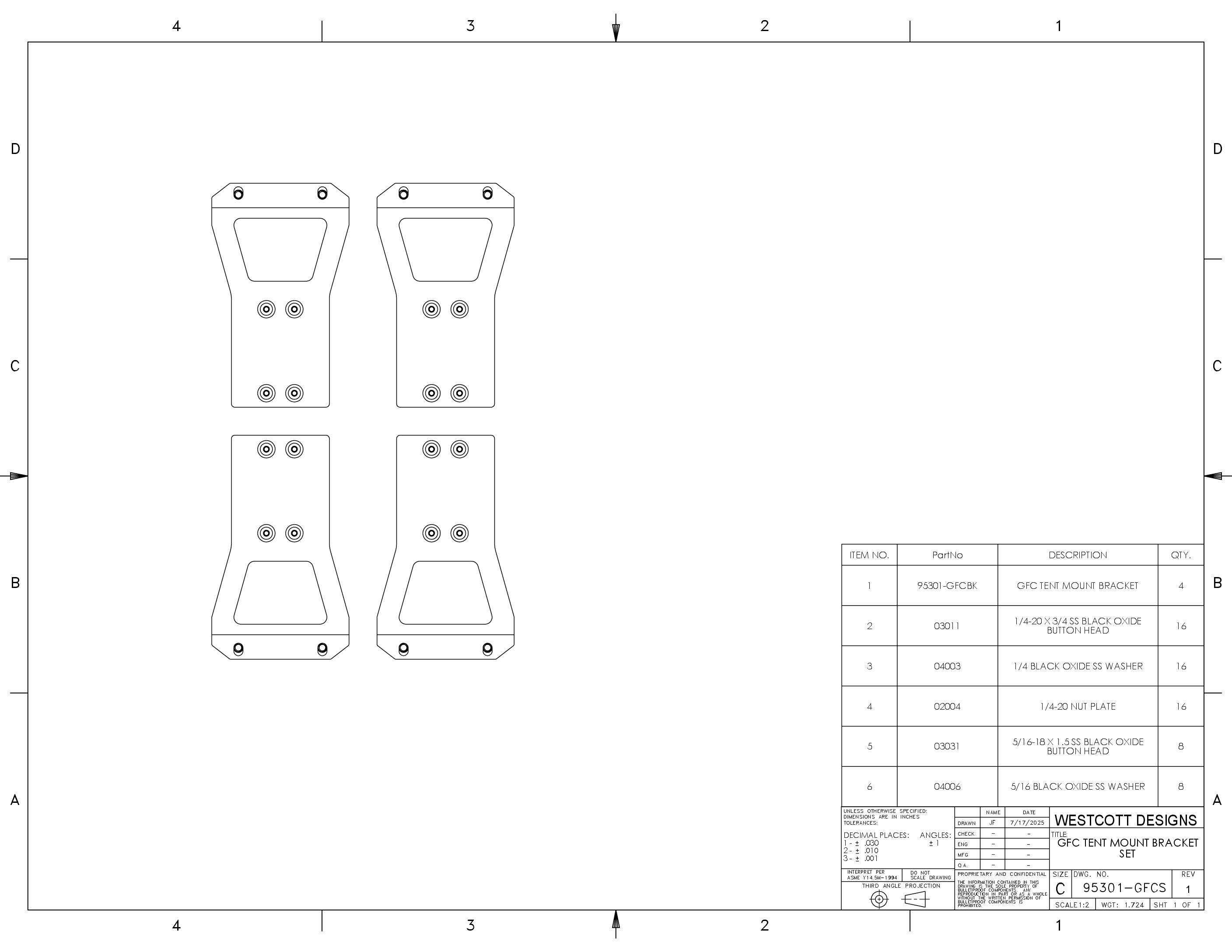 Westcott Designs Go Fast Campers (GFC) Tent Mounting Bracket Set