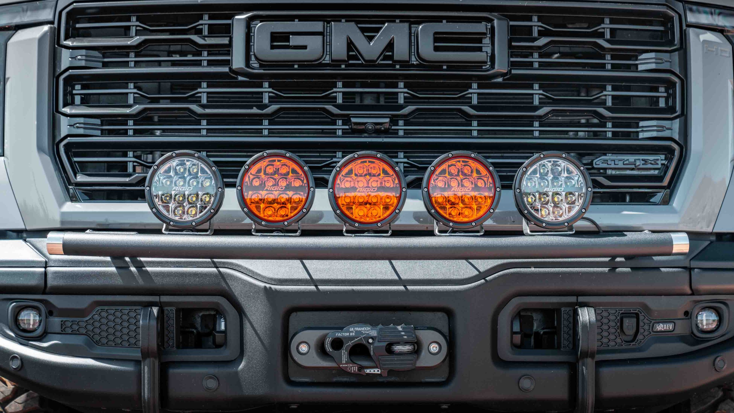 GMC 2500 AT4X AEV Edition Bumper Light Bar from Westcott Designs (lights sold separately) Close Up Front Pic