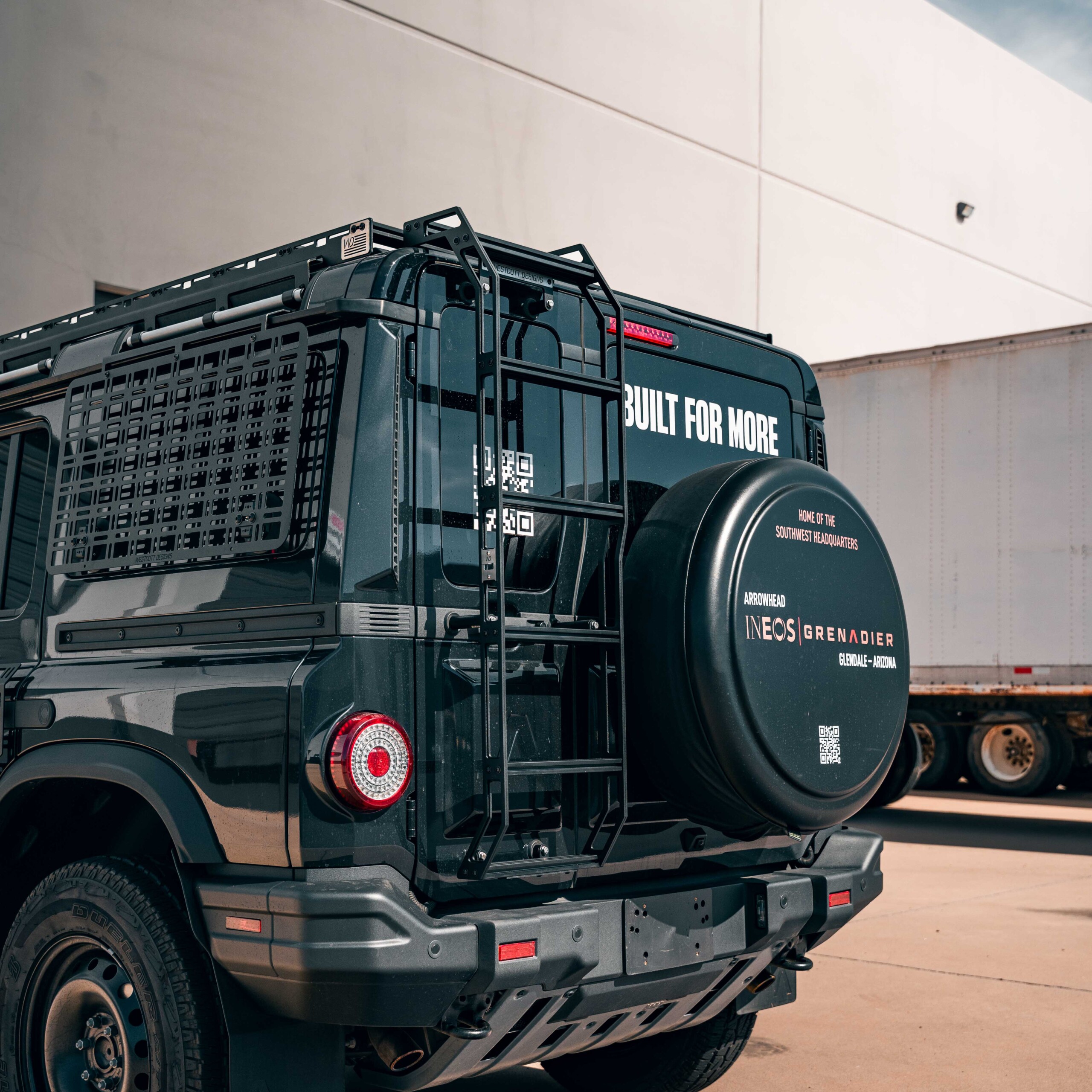 2024-2025 INEOS’s 1st Generation Grenadier with Westcott Design’s Rear Hitch Rack Ladder - Lifestyle 55