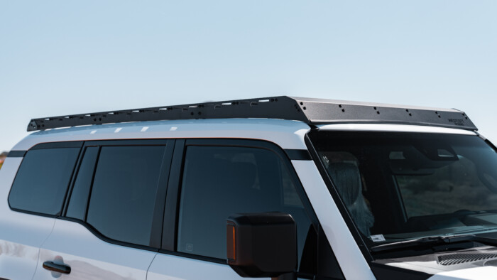 2024 Toyota Land Cruiser LC250 Modular Roof Rack by Westcott Designs. White LC250 3/4 View.