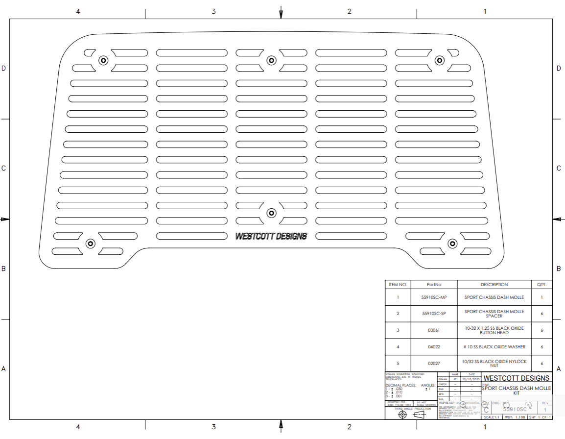 Sport Chassis / Freightliner M2 106 Dashboard Molle Panel Kit by Westcott Designs™ - Part # 55910SC - Build of Materials